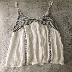 Tribal Pattern White Tank Top Blouse